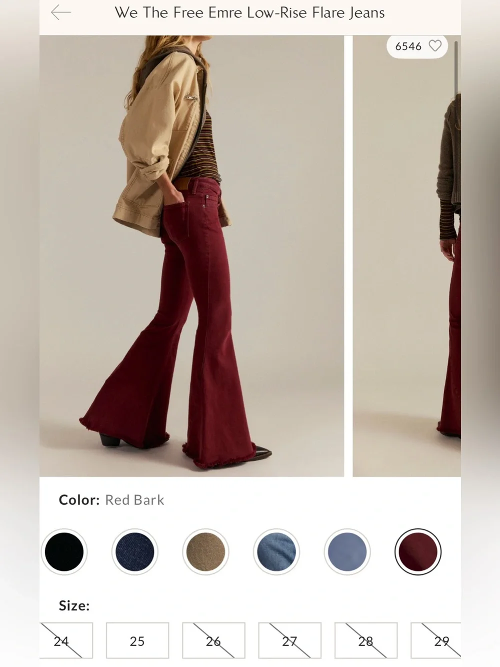 NWT Free People We The Free Emre Low-Rise Flare Jeans - Red Bark Maroon - 28